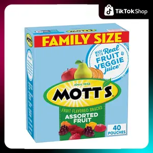 Mott's Fruit Flavored Snacks, Assorted Fruit, Pouches, 0.8 oz, 40 ct