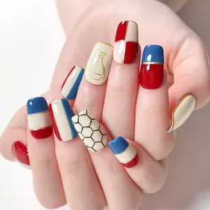 10 Pcs 2026Netherlands-themed Press-On Nails, International Football Fans Nail Wraps，Football Event Fans Nails，Reusable Glossy False Nails, Original Handmade Design High Quality Luxury Press On Nail, Perfect for Fans, Events, Parties, Includes Tool Kit