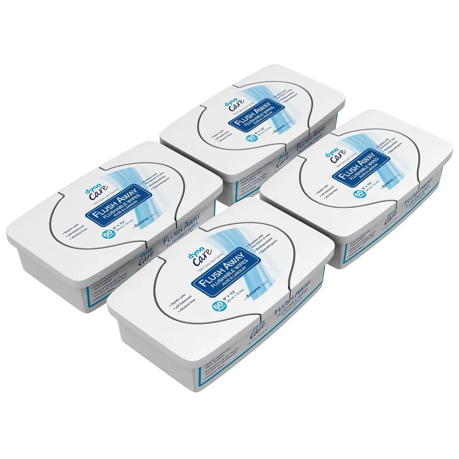 Dynarex Flush Away Flushable Wipes 1321 60 EA - Buy Packs and Save (Pack of 4)