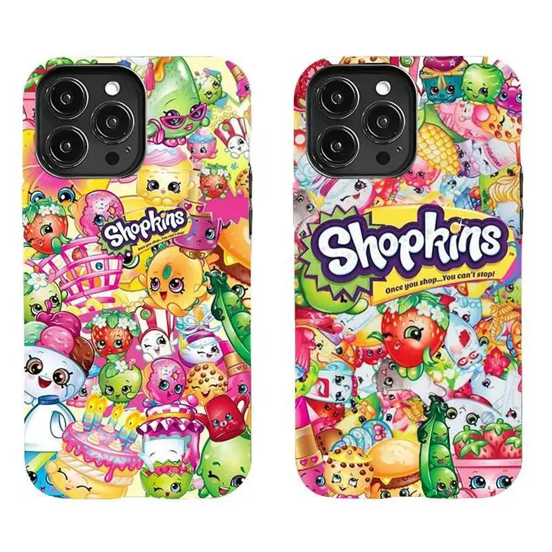 Shopkins Phone Case, Cute Cartoon Print Protective Cover, Compatible with iPhone 11-17 Pro Max/Plus and Samsung Galaxy S23-25