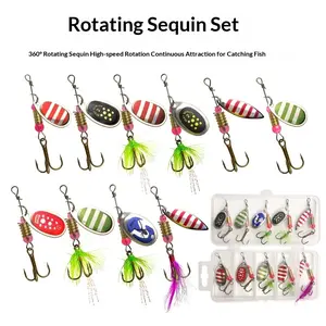 Fishing Lures Spinnerbait Kit, Metal Spinner Lures with Treble Hooks, Hard Bait Spoon Lures for Bass Trout Pike, Freshwater Saltwater