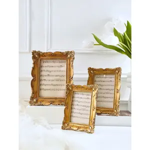 1pc Vintage European Style Gold Curved Frame Decorative Photo Frame, With One Random Inner Paper, For Home Decoration And Picture Display Gifts Birthday Graduation