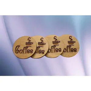 4 pc Wooden laser cut Coffee Coaster Set