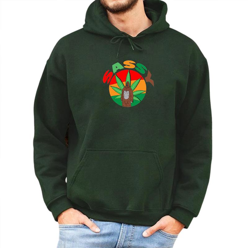 [Made in USA] Sassy Hoodie Merch Big Lez Show Inspired Rasta Weed Leaf Funny Sasquatch Cartoon Graphic Unisex Streetwear Hoodie Trendy Casual Pullover Aesthetic Stoner Meme Style Cool Winter Outfit Xmas Christmas Gift