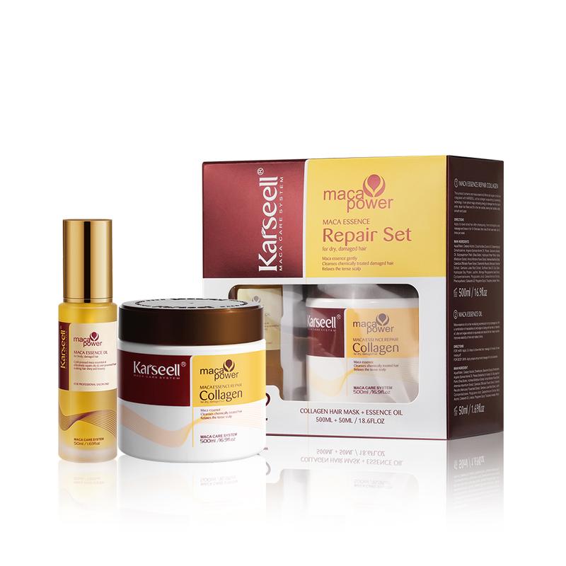 Karseell Collagen Hair Care Deep Moisturizing Mask + Argan Oil Treatment Set for All Hair Types 16.9 fl oz + 1.69 fl oz Haircare Repair Smooth Conditioner Hydrate Hydrating