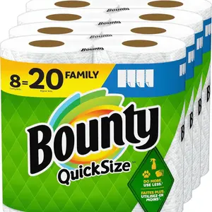 Bounty toallas de papel de tamaño rápido, blanco, 8 rollos familiares = 20 rollos regulares water wipes