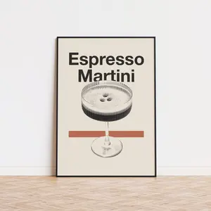 Espresso Martini Cocktail Minimalist Poster | Drinks Poster | Art Deco Poster | Bar Decor Unframed
