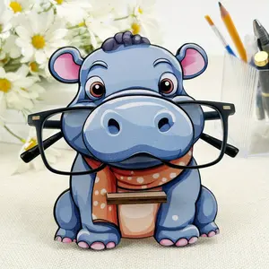 Cute Wooden Eyeglass Holder, Hippo Animal Display Stand, Nightstand Home Office Desk Glasses storage Glasses Case Holder Birthday Christmas Holiday New Year Business Gifts for Men Women Adults