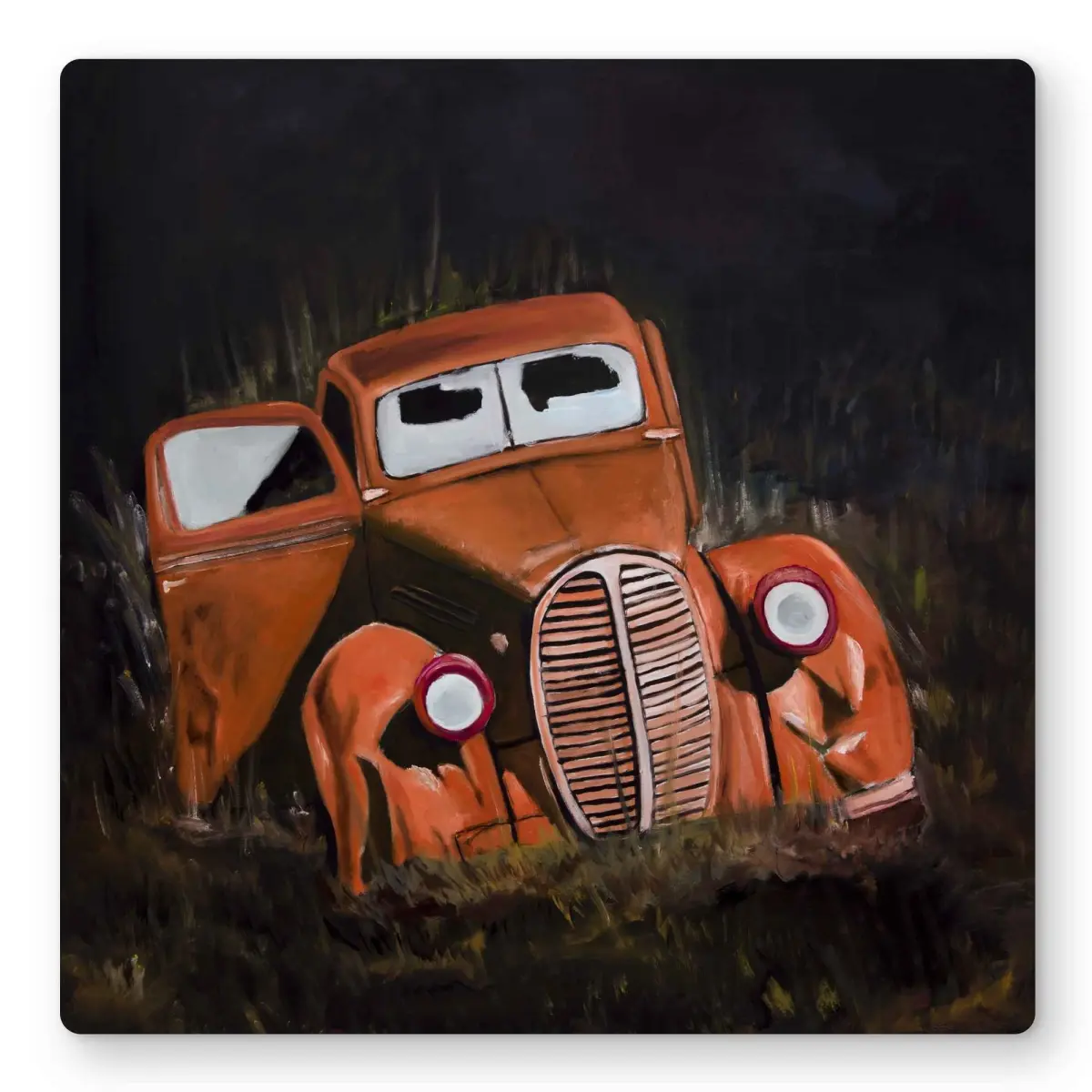 212 MAIN Retro Vintage Car by Night Wall Artwork - 16x16 in. Lightweight Aluminum Photo Print, Artistic Home & Office Room Decorative Metal Decoration, Car Theme Prints, Classic Car Prints