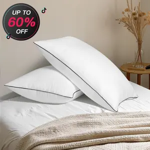 WeCharmer (N)Pillows Set of 2, Hotel Collection Fluffy Bed Pillows for Sleeping, Gusseted Pillow for Back, Stomach or Side Sleepers(Pure White) Springtok Outdoorfun