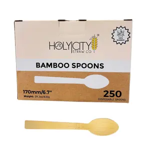 Holy City Straw Co. Bamboo Spoons | 250-4000ct. | 6.7” | Compostable & Plastic-Free | Great for Foodservice & Hospitality, To-Go Disposable Utensils