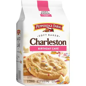 Pepperidge Farm Charleston Birthday Cake Cookies 8 Soft Baked Cookies with White Chocolate Chips & Colorful Sprinkles 8.6 oz Bag