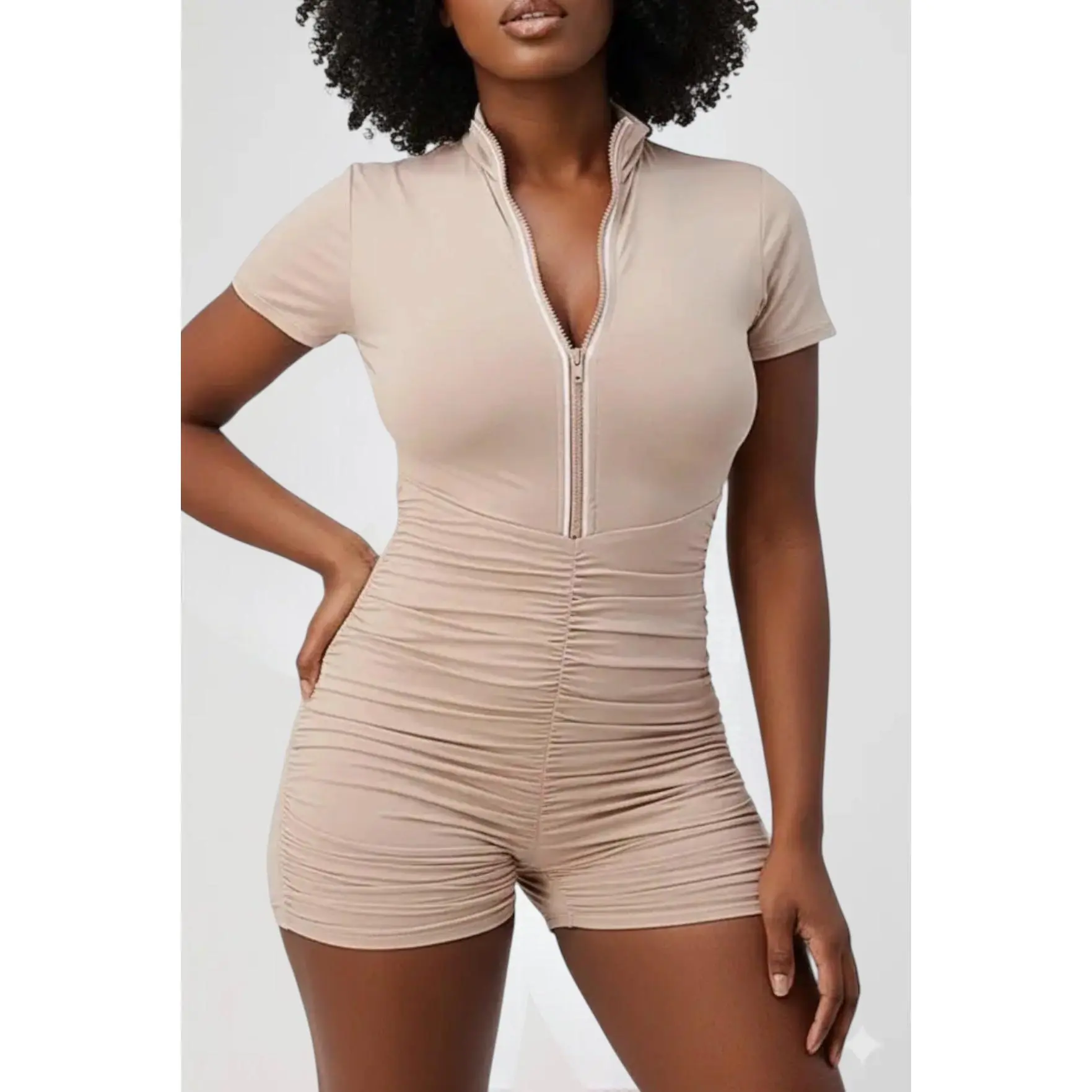 Body Con Romper with Wrinkling Short