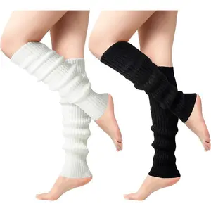RUGLECTIE Long Leg Warmers for Dance & Fitness - 80s Ribbed Knitted Design