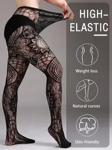 Vintage Lace Fishnet Stockings, All-Over Print, Slim-Fitting, Fashionable for All Seasons, Elevate Your Style with Retro Charm