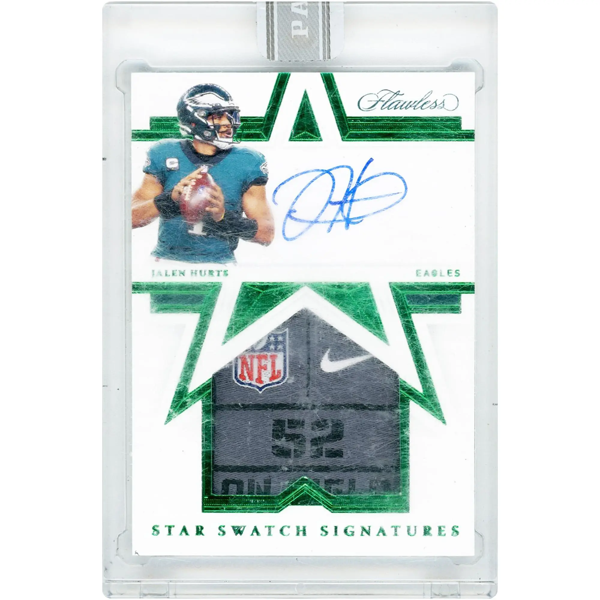 Jalen Hurts Philadelphia Eagles Autographed 2021 Panini Flawless Star Swatch Signatures Laundry Tag Relic White Box 1/1 #STS-JHU #1/1 Card - Fanatics Authentic Certified