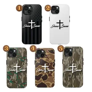 Jesus Saves Camo Phone Case Old School Bottomland Duck Wick Camo Christian Faith Protective Cover
