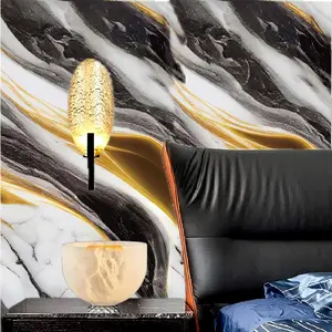 Middle Eastern Gold Marble Pattern Self-Adhesive Wallpaper, Waterproof Oil-Resistant, Home Decor, Building Material, PVC Wallpaper