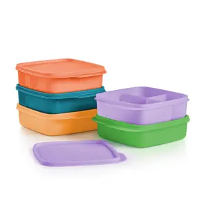 Lunch-It Container Square - 3-Compartment Bento Box with Airtight Lids - BPA-Free Eco-Friendly Reusable Lunch Boxes - Compact & Convenient for School Work & Travel - 550 mL Capacity