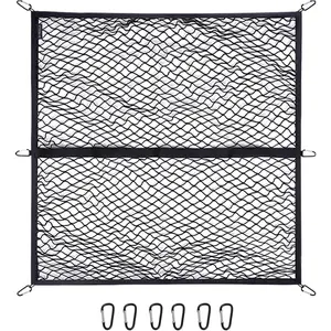 Cargo Net for Pickup Truck Bed,BITREELLA Highly Elastic Trucks Bed Cargo Net Mesh Organizer,4'x4' Stretch to 7'x7 Elastic Truck Bed Net for Camping, Trip Luggage,Compatible with Trailer,Ford,Chevrolet
