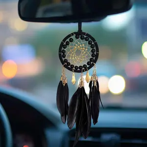 Dream Catcher for Cars Rear View Mirror Hanging Decor Handmade Feather Small Car Charms Pendant Gift