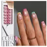 BTArtboxnails XCOATTIPS 5 Bright Pastel French Tip Nail Press on Nails - Square, Almond, Coffin, Stiletto Shapes, Cat Eye Base, 4-Week Wear, Easy Application, Soak-Off, Salon-Quality, 16 Sizes, 160 Pieces