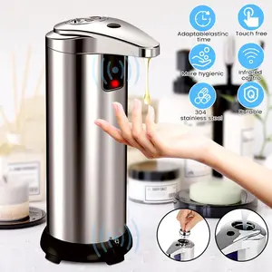 Non-contact automatic soap dispenser for kitchens and bathrooms, contactless 3-stage adjustable hand soap dispenser with upgraded infrared sensor in waterproof base for durability