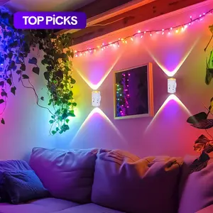 Rechargeable LED Night Light with Motion Sensor, RGB Sunset Gradient Wall Lamp for Entryway Bedroom Desk Closet, Light Dimmable, RGB Atmosphere Lights