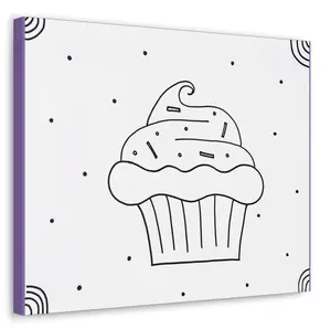 Predrawn Cupcake on Canvas - Simple Design for Kids to Paint and Personalize - Ideal Gift for Rainy Days or Birthday Parties