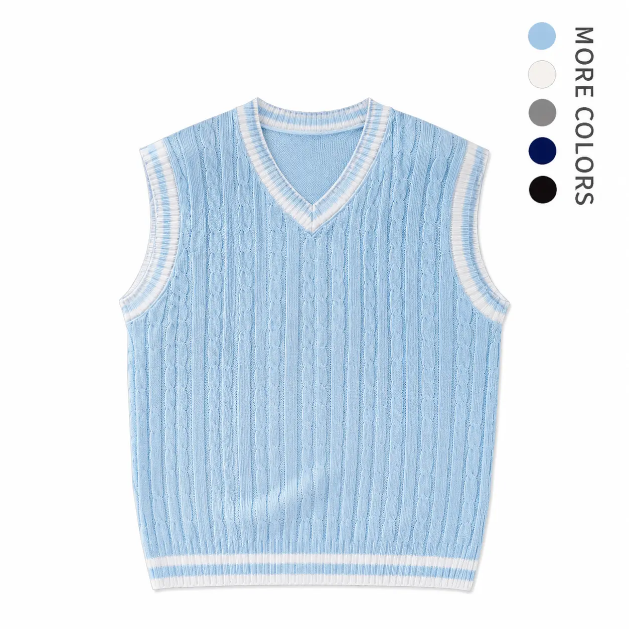 Men's Stylish Casual Knitted Vest - Cable-Knit V-Neck Sleeveless Menswear Top, Lightweight Knitwear, Back to School Essentials for Guys, Size XS-XL