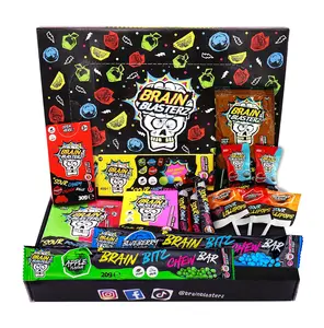 Brain Blasterz Sour Candy Snack Box – 15 Piece Sour Candy Variety Pack, Individual Wrapped Lollipops, Hard Candy, Chewy Candies & Sour Powder – Fun Gift for Easter, Halloween, Christmas & Birthdays