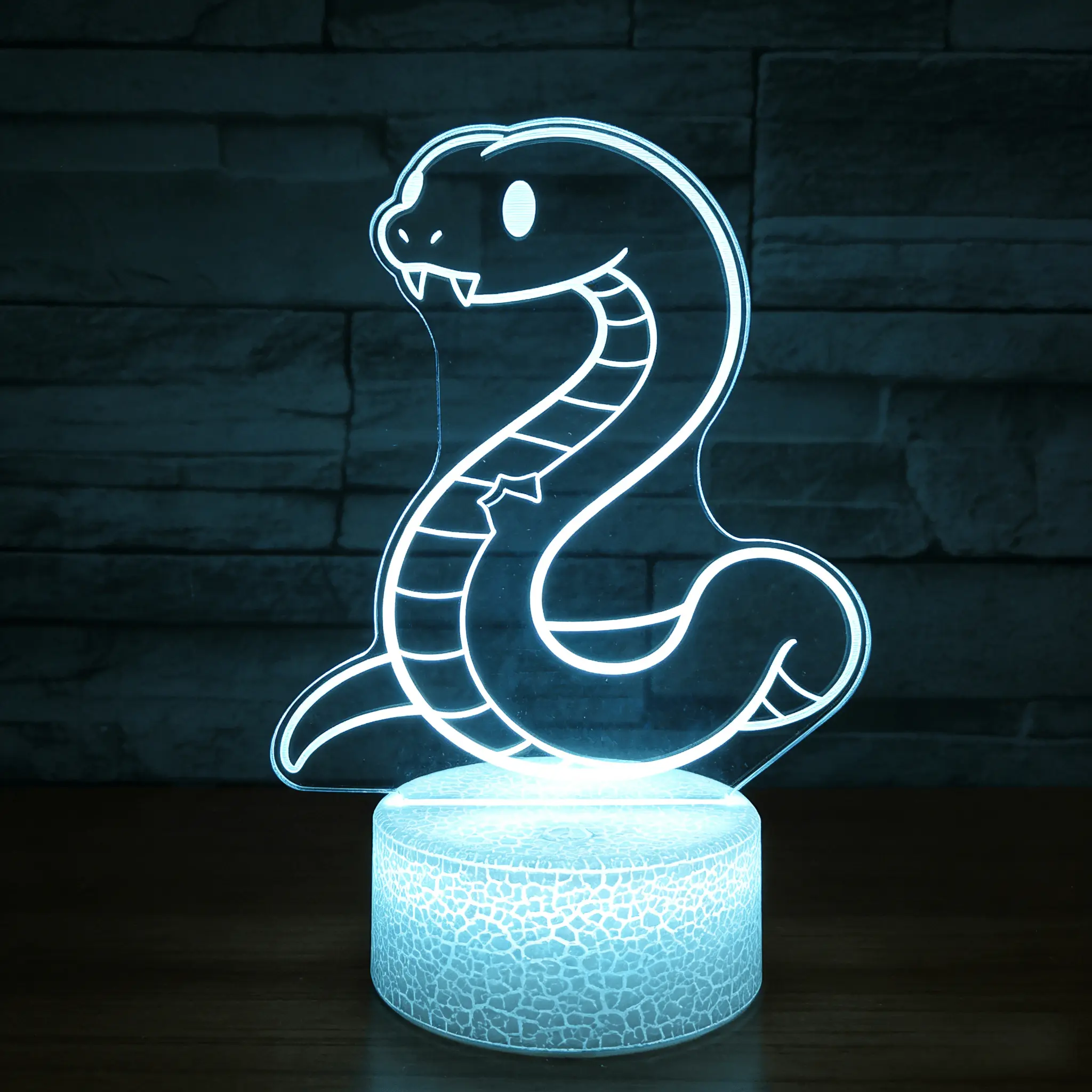 3D Toothless Snake Illusion Night Light - 16-Color Changing LED Lamp with Acrylic Base, USB Cable, Brightness Control, 4 Color Modes, Sleep Aid, Home Decor and Love Gift for Toddlers, Office Use