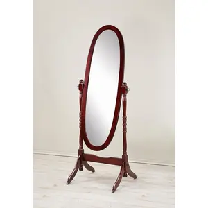 Traditional queen anna style wood floor cheval mirror cherry finish