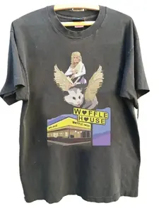 Dolly Parton Riding A Winged Possum Over Waffle-House Retro T-Shirt S-5Xl - Design & Printed in the USA Casual Classic