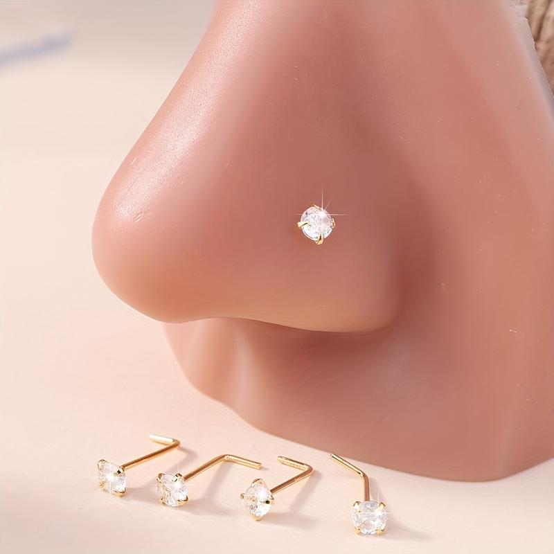 10Pcs Stainless Steel Simple Golden & Silvery Nose Rings Ear Studs Set Boho L-shaped Nose Nostril Piercing Body Jewelry Women Shiny Cubic Zirconia Nose Screw Ear Stud Ring L-shaped Nose Stud Set 10Pcs Stainless Steel Simple Golden & Silvery Nose Rings Ear Studs Set Boho L-shaped Nose Nostril Piercing Body Jewelry Women Shiny Cubic Zirconia Nose Screw Ear Stud Ring L-shaped Nose Stud Set