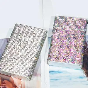 Elegant Rhinestone Embellished Women's Cigarette Case, Stylish Storage Box for Ladies' Accessories, Perfect Gift Idea