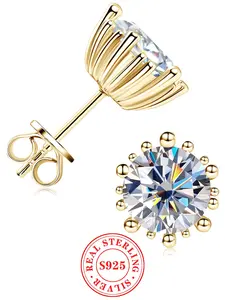 925 Sterling Silver Snowflake Synthetic Moissanite Earrings, Fashionable Earrings for Women, Trendy All-match & Exquisite Jewelry for Birthday Gift