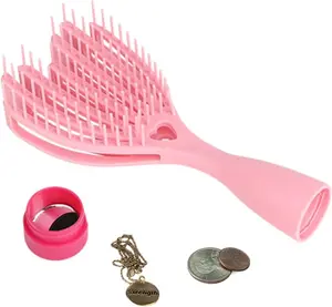 Sleek styling comb,Diversion Safe Hair Brush,Hair Brush with Hidden Storage,Pink