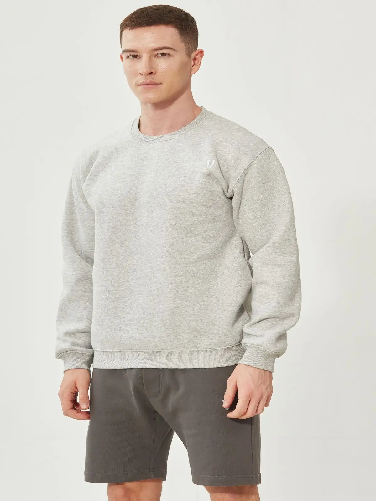 VarietyAthletics Men's Warm Fleece Sweatshirt Pullover with Loose Fit Crewneck Classic Menswear Embroidered Hem