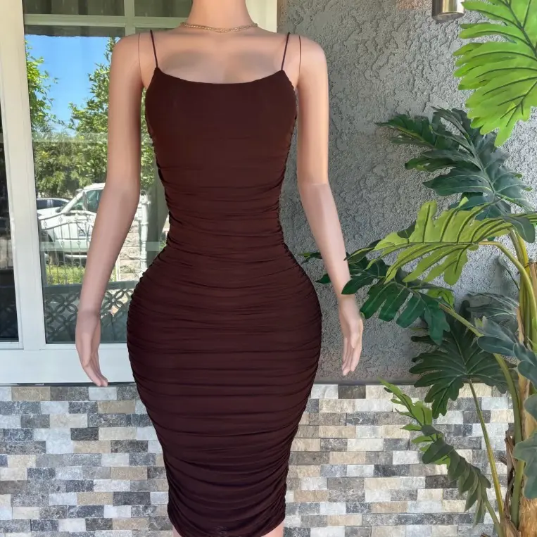 Women's Amber-Chocolate Bodycon Mid-Length Dress