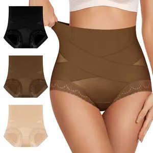 Morelect 3 Pcs Elegant Lace Patchwork High-Rise Briefs, Soft Stretch Cotton Underwear, Breathable Summer Comfort Panties, Skin-Friendly Everyday Panties