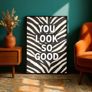 Zebra Print Poster, Bold Fashion Quote, Black White Statement Art