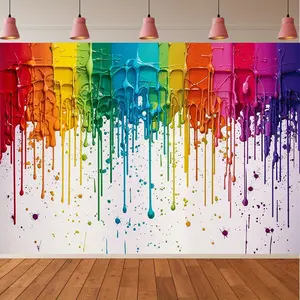 1PC,2D Flat Rainbow Ink - Splashing Art Photography Backdrop, Festival Party Event Decoration Background Curtain, Birthday Party Photo Prop, Live - stream Backdrop, Bright - colored Creative Back