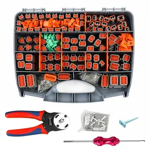 660Pcs Deutsch Connector Kit with Crimping Tools, Waterproof rating IP68 Deutsch Crimp Tool with 2/3/4/6/8/12 Pin DT Connectors, Size 14-20AWG Deutsch Pin Removal Tool