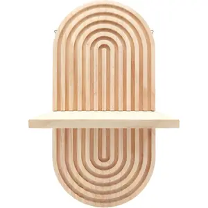 Wooden Boho Arched Floating Shelves, Hanging Wall Shelf for Living Room, Bedroom and Nursery, Mid Century Modern Decor
