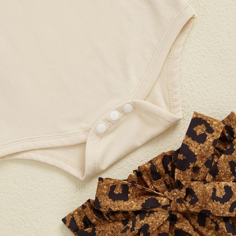 Aunties Bestie Baby Clothes Girl Newborn Short Sleeve Romper Leopard Pants Set Headband 3Pcs Infant Summer Outfits