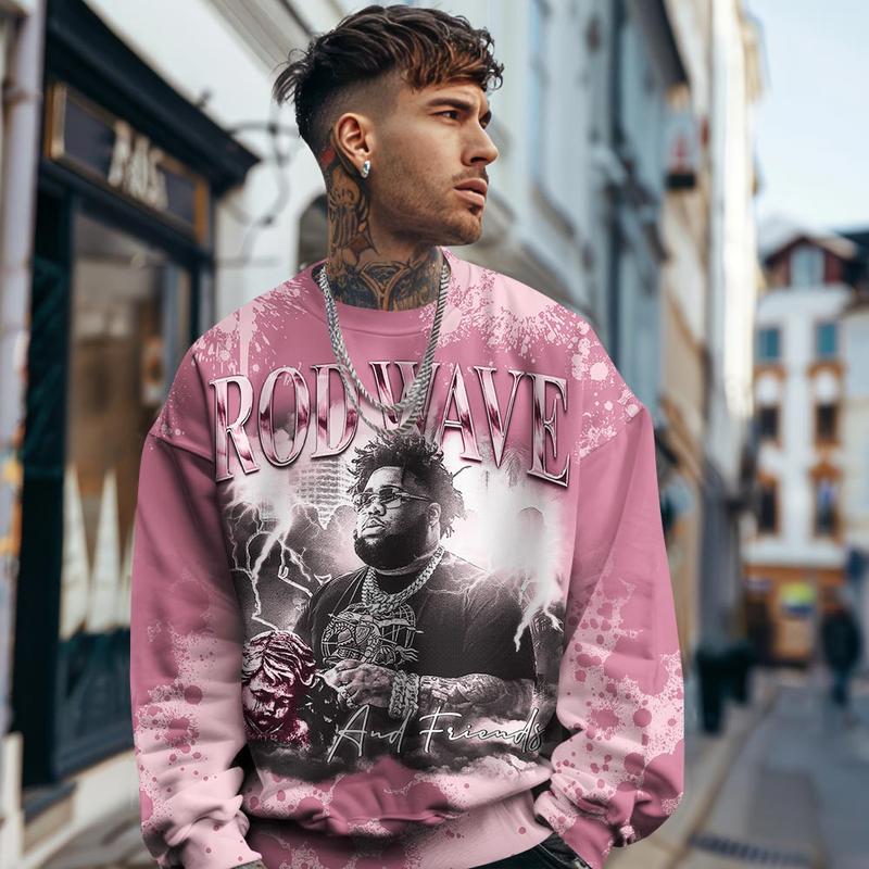 12 Pearl Pink Outfits, Pearl Pink 12s Sweatshirt Rod Wave Rapper 90s Unisex T-Shirts To Match Sneakers, Streetwear Style Urban Outfit Fabric Fleece