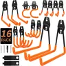 16-Pack Durable Wall Mounted Hooks with Rubber Coating, Hangable Farmhouse Home Organizer Hooks with Anchors, Utility Solutions for Holds Bikes, Ladders, Tools
