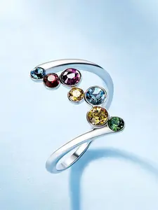 1 Pc Glamorous Cubic Zirconia Aurora Ring For Women Fashion Engagement Rings For Wedding Engagement Anniversary Party Band Jewelry Valentine's Day Gift Art Deco Ring Beautiful Rings