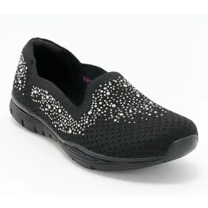 Skechers Seager Vegan Sparkle Knit Scalloped Slip-Ons